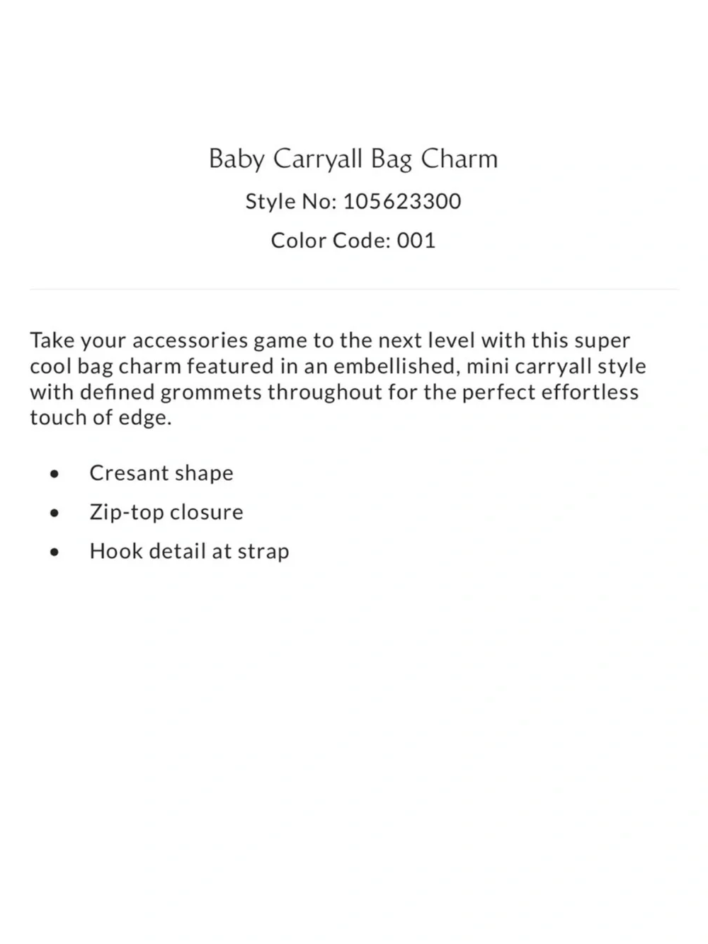 Free People Baby Carryall Charm Bag